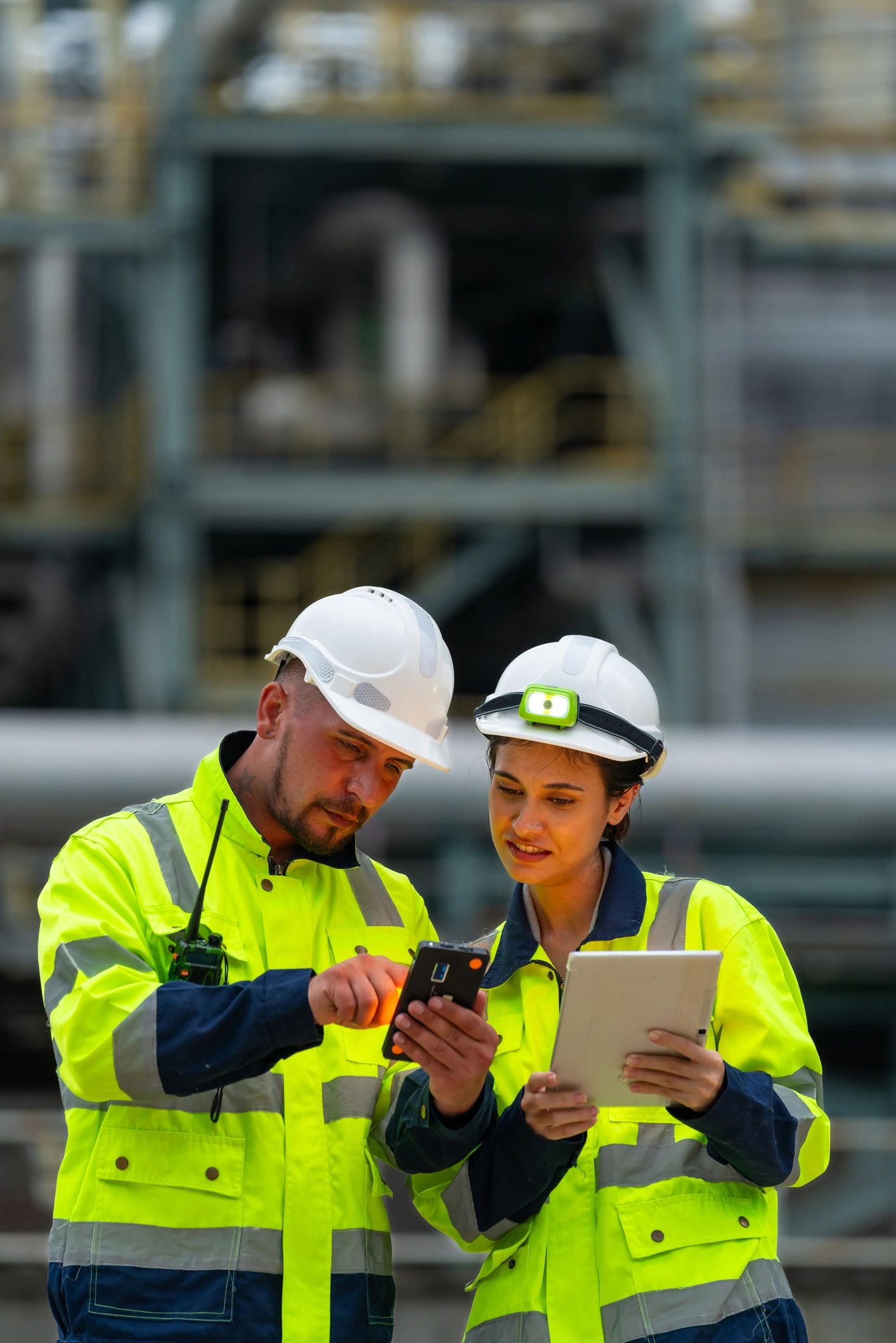 Team of chemical engineers and professionals at work
